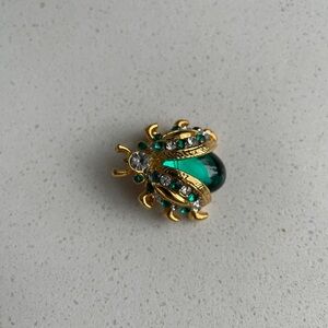 Gold and Green Beetle Brooch